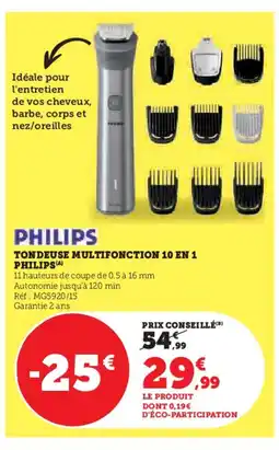 Hyper U PHILIPS Tondeuse multifonction 10 en 1 offre