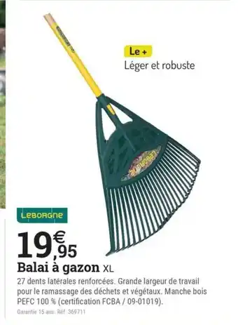 Espace emeraude LEBORGNE Balai à gazon XL offre