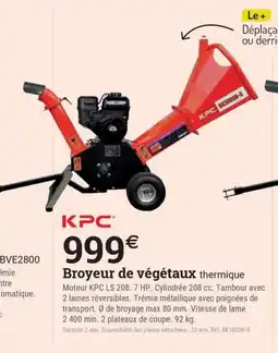 Espace emeraude KPC Broyeur de végétaux offre
