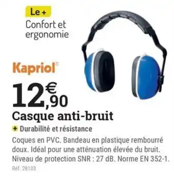 Espace emeraude KAPRIOL Casque anti-bruit offre