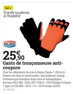 Espace emeraude SOLIDUR Gants de tronçonneuse anti- coupure offre