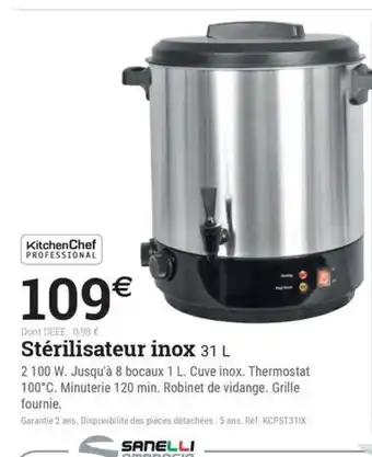 Espace emeraude KITCHENCHEF Stérilisateur inox offre