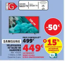 Hyper U SAMSUNG Téléviseur 43' qled 4k offre