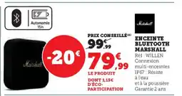 Hyper U Enceinte bluetooth marshall offre
