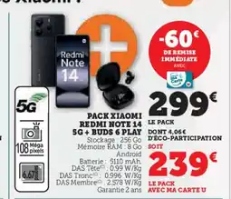 Hyper U Pack xiaomi redmi note 14 5g + buds 6 play offre