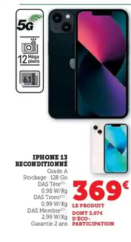 Hyper U IPHONE 13 Reconditionné offre