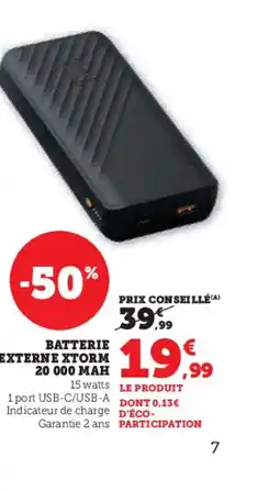 Hyper U Batterie externe xtorm offre