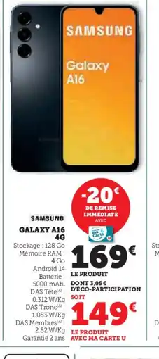 Hyper U SAMSUNG Galaxy A16 offre
