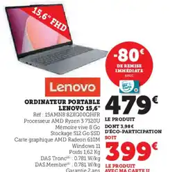 Hyper U LENOVO Ordinateur portable 15,6" offre