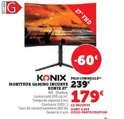 Hyper U KONIX Moniteur gaming incurve offre