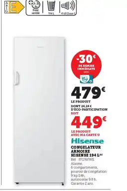 Hyper U HISENSE Congelateur armoire offre