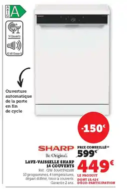 Hyper U SHARP Lave-vaisselle 14 couverts offre