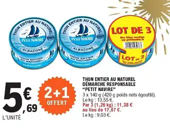 E.Leclerc Thon Entier Au Naturel offre