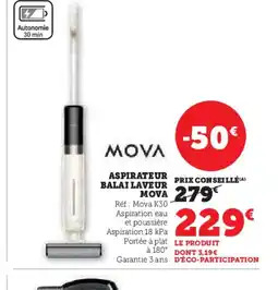 Hyper U MOVA Aspirateur balai laveur offre