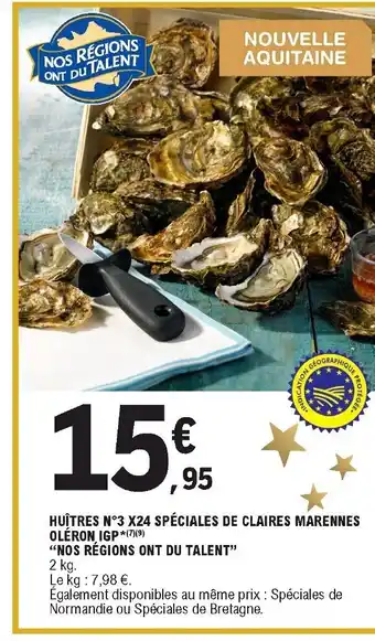 Huîtres N°3 X24 Spéciales de Claires Marennes