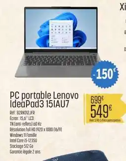 E.Leclerc PC portable Lenovo IdeaPad3 15IAU7 offre