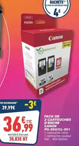 Bureau Vallée Canon - pack de 2 cartouches d'encre pc-660c1-661 offre