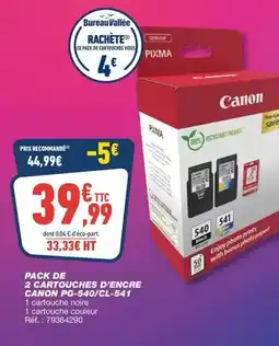 Bureau Vallée Canon - pack de 2 cartouches d'encre pg-54qfc-s41 offre