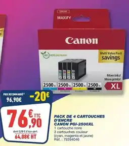 Bureau Vallée Canon - pack de 4 cartouches d'encre pgi-25%o offre