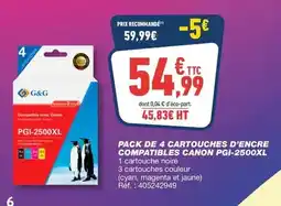 Bureau Vallée Canon - pack de 4 cartouches d'encre compatibles pgi- 2500xl offre