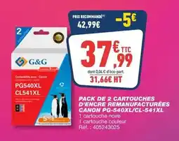 Bureau Vallée Canon - pack de 2 cartouches d'encre remanufacturées pg-540xl/cl-541xl offre