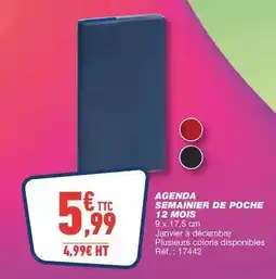 Bureau Vallée Agenda semmainier de poche 12 mois offre