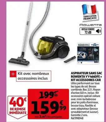 Auchan Aspirateur Sans Sac Rowenta Yy4660fe + Kit Accessoires Car offre