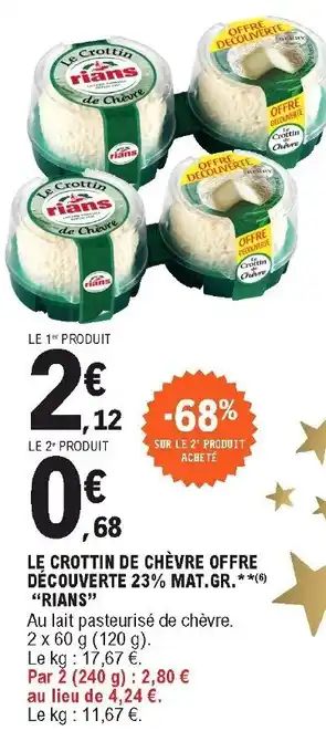 E.Leclerc Le crottin de chèvre offre découverte 23% mat.gr offre