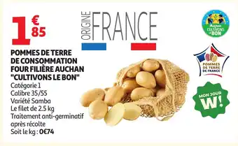 Auchan Pommes de terre de consommation four filière auchan cultivons le bon offre