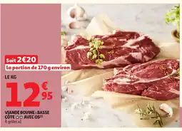 Auchan Viande bovine : basse côte avec os offre
