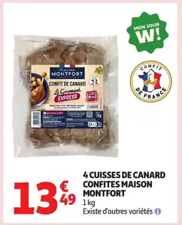 Auchan MAISON MONTFORT 4 cuisses de canard confites offre