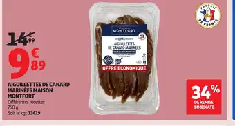 Auchan MAISON MONTFORT Aiguillettes de canard marinées offre