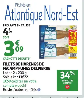 Auchan DELPIERRE Filets de harengs de fécamp fumés offre