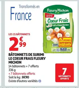 Auchan FLEURY MICHON Bâtonnets de surimi le coeur frais offre