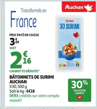 Auchan AUCHAN Bâtonnets de surimi offre
