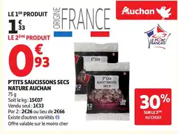 Auchan AUCHAN P'tits saucissons secs nature offre
