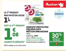 Auchan AUCHAN Haricots verts extra fins déjà cuits prêts en 3min offre
