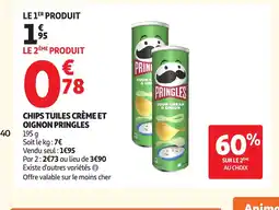 Auchan PRINGLES Chips tuiles crème et oignon offre