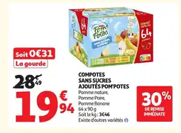 Auchan POM'POTES Compotes sans sucres ajoutes offre
