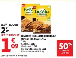 Auchan LU Biscuits moelleux chocolat noisettes belvita offre