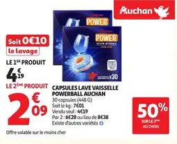 Auchan AUCHAN Capsules lave vaisselle powerball offre