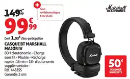 Auchan Casque bt marshall major iv offre