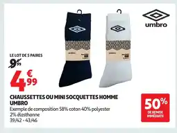 Auchan UMBRO Chaussettes ou mini socquettes homme offre