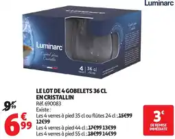 Auchan Le lot de 4 gobelets 36 cl offre