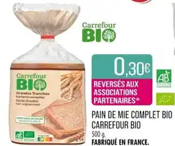 Match PAIN DE MIE COMPLET BIO CARREFOUR BIO offre