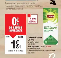 Promocash LIPTON The vert Balance offre