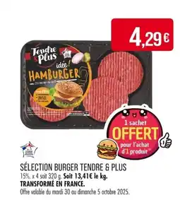 Match Sélection burger tendre & plus offre