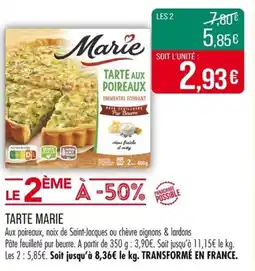 Match Tarte marie offre