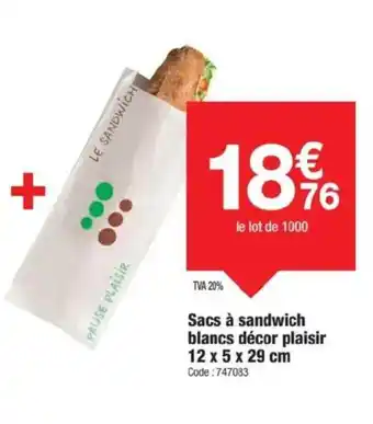 Promocash Sacs à sandwich blancs décor plaisir offre