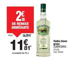 Promocash ZUBROWKA Vodka bison grass offre